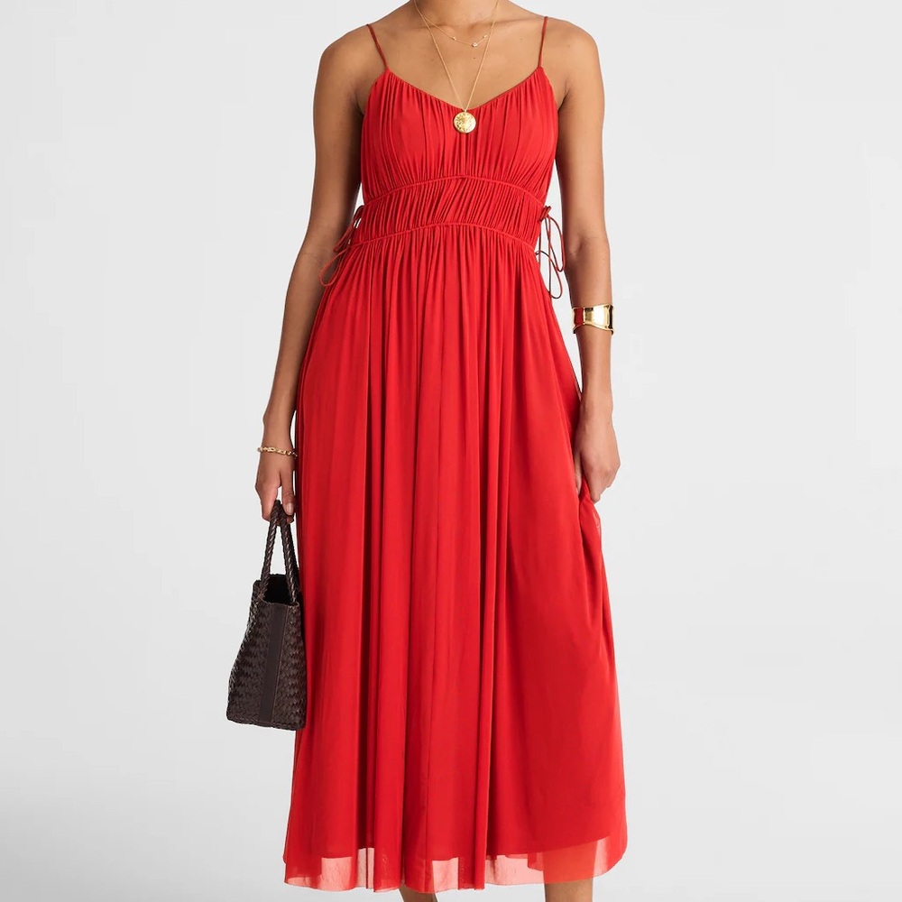 Madewell NWT Gathered V-Neck Midi Dress